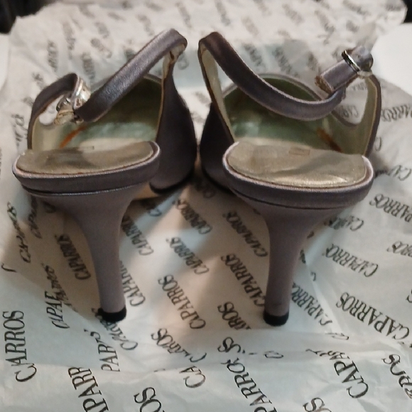 Caparros Grey Beaded Toe Slingback Heels - Picture 2 of 7